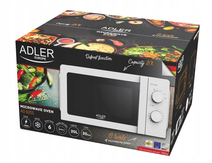 KUCHENKA MIKROFALOWA MIKROFALA WOLNOSTOJĄCA MOCNA MAŁA BIAŁA 20L