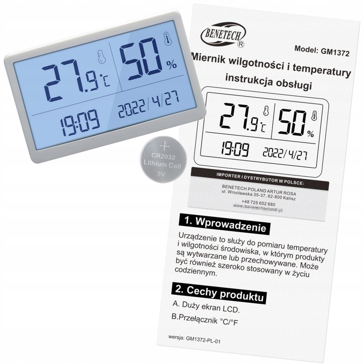TERMOHIGROMETR WILGOTNOŚCIOMIERZ HIGROMETR TERMOMETR WILGOTNOŚĆ TEMPERATURA