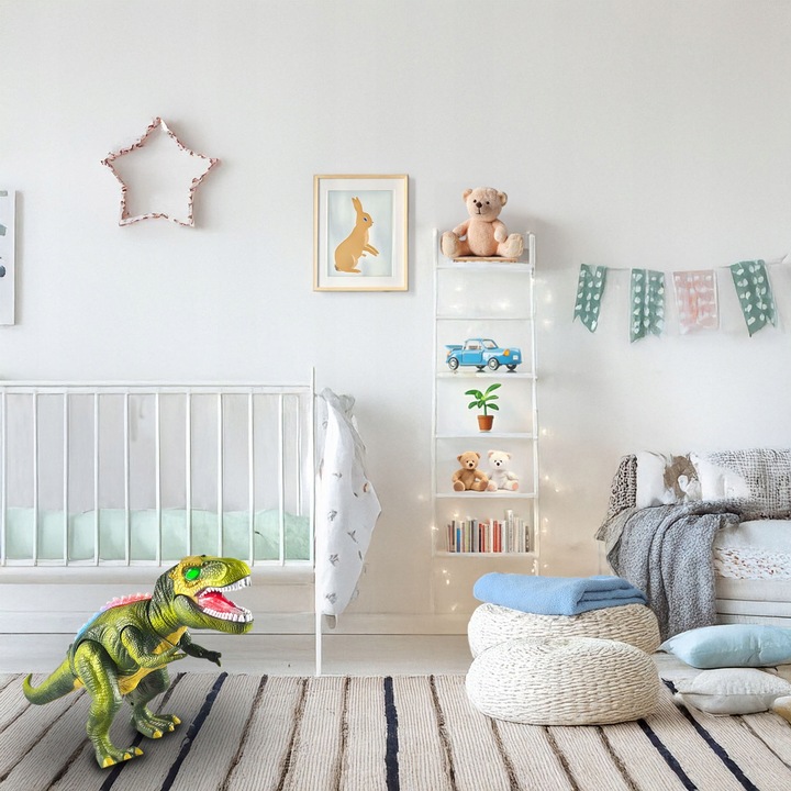 DINOZAUR T-REX INTERAKTYWNY ZDALNIE STEROWANY RC CHODZI RYCZY ŚWIECI PILOT