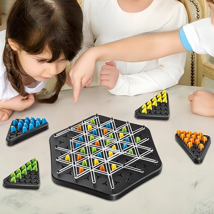 TRIANGLE CHESS BOARD GAME, INTERACTIVE PEGBOARD GAME, DESKTOP BOARD GAMES