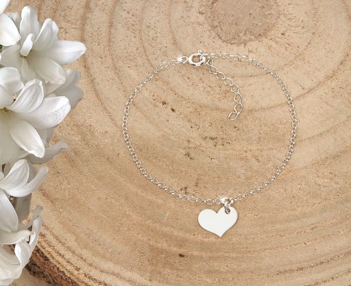 SREBRNA BRANSOLETKA DAMSKA celebrytka SERCE NA PREZENT DLA NIEJ + GRAWER