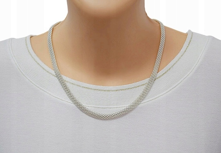 Naszyjnik Srebrny Damski Tub Ażurowy 6,00 mm Szeroki pr 925 Grawer Gratis