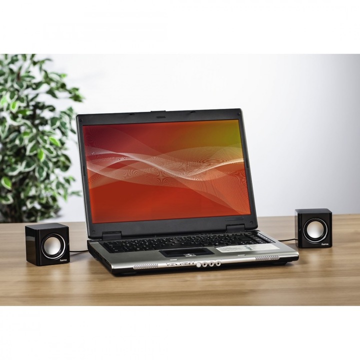 Głośnik do notebooka Hama 7x7x7cm 2 szt czarno-sre