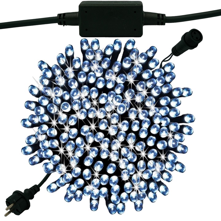 LAMPKI CHOINKOWE 500 LED FLASH BIAŁE ZIMNE GRUBY KABEL STAŁE ŚWIATŁO ZEW.