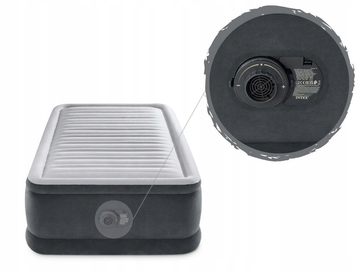 Materac jednoosobowy Intex 191 x 99 x 46 cm szary 64412 FIBER-TECH