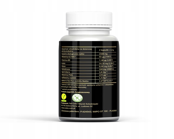 Natto Active Nattokinaza 100 mg 2000 FU witamina K2 MK7 – 60 kapsułek