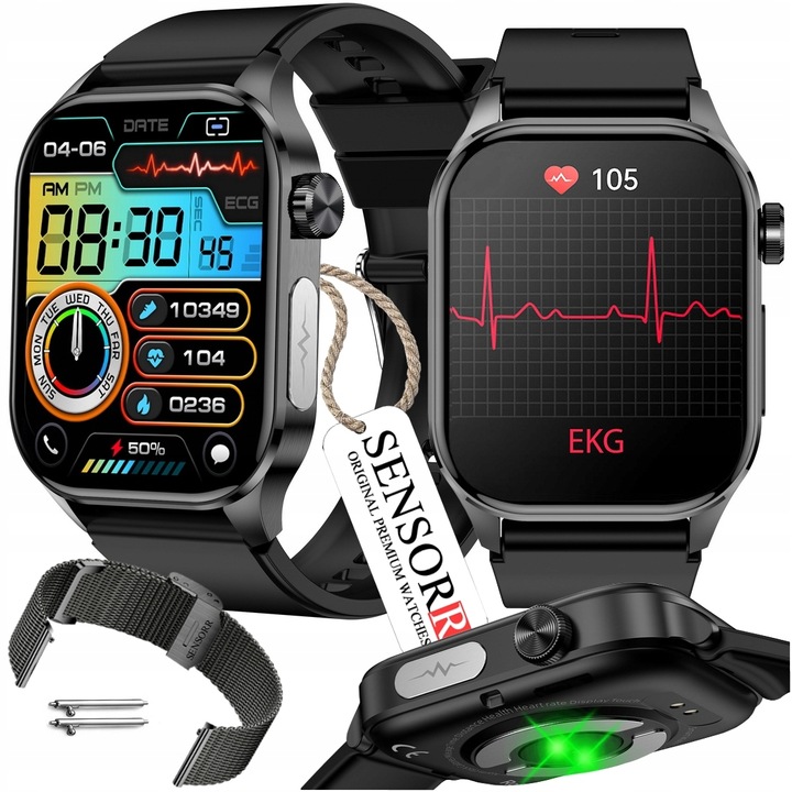 ZEGAREK MĘSKI SMARTWATCH EKG POMIAR CUKRU CIŚNIENIE TEMPERATURA ROZMOWY PL