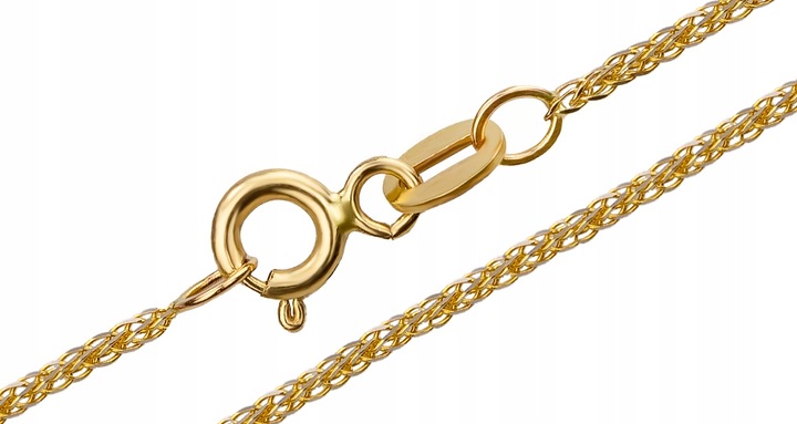 PIĘKNY ZŁOTY MOCNY ŁAŃCUSZEK SPLOT LISI OGON 42 CM 585 NA PREZENT