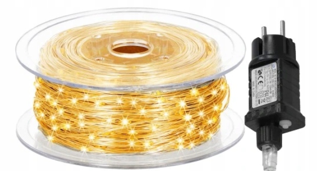 Lampki Choinkowe 1000 LED Mikro Drucik 100m Ciepły Biały IP44 Pilot
