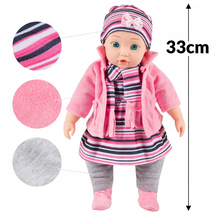 LALKA INTERAKTYWNA BOBAS KINDERPLAY MÓWI ŚMIEJE SIĘ PŁACZE UBRANKA