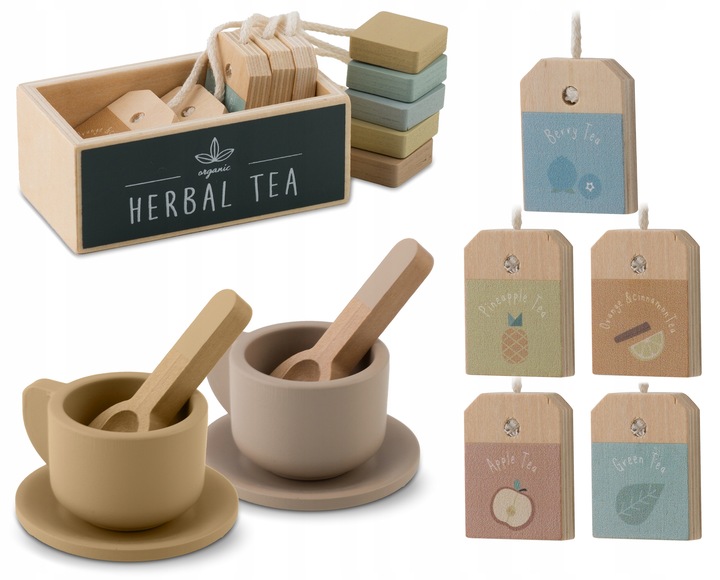 Drewniany serwis kawowy dla dzieci zestaw do kawy i herbaty zabawki Nukido