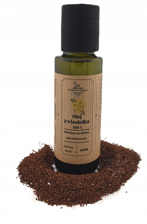 Olej z Wiesiołka 100% Tłoczony na Zimno PRODUCENT 100ml Miodowe Ogrody