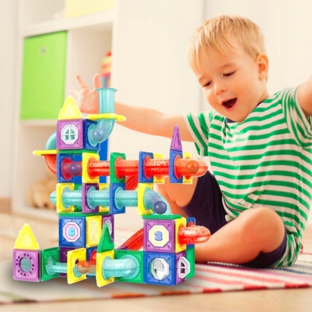 MAGNETYCZNE KLOCKI KONSTRUKCYJNE ŚWIECĄCE TOR KULKOWY KULODROM DUŻY ZESTAW