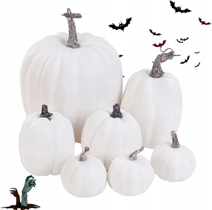 Dynia ozdoba jesienna sztuczne dynie Halloween zestaw 7 szt białe