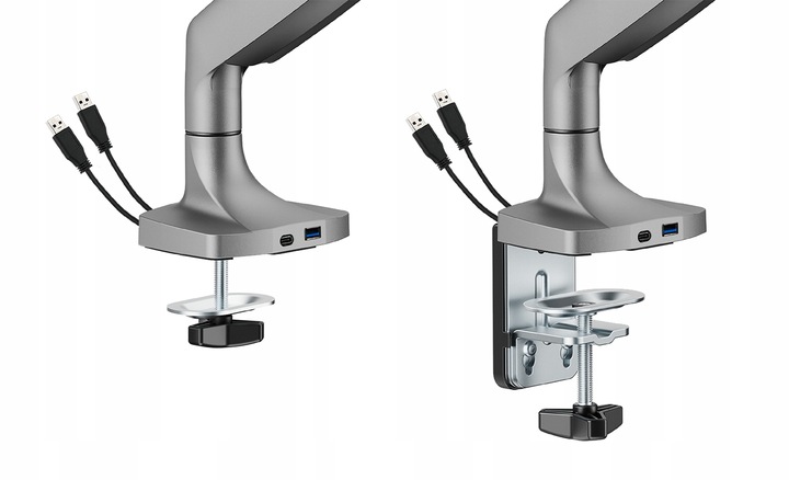 Uchwyt Uniwersalny Ramię na Monitor Spacetronik SPAS110S Srebrny USB A i C