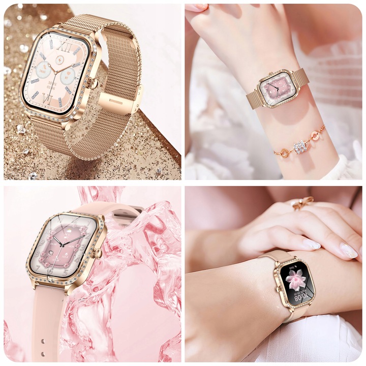 SMARTWATCH DLA KOBIETY DAMSKI ZEGAREK ROZMOWY MENU POLSKIE PULS + 3 PASKI