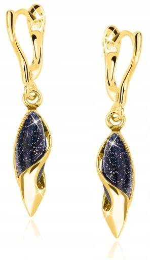 ZŁOTE KOLCZYKI WISZĄCE, KOLCZYKI ANGIELSKIE SREBRO POZŁACANE NOC KAIRU