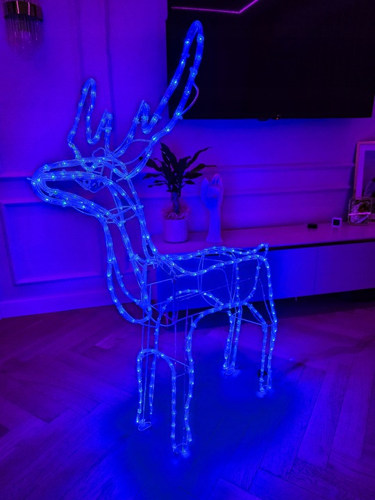 Renifer LED Świąteczny Świecący Figurka Na Zewnątrz XL 85 Duży Niebieski