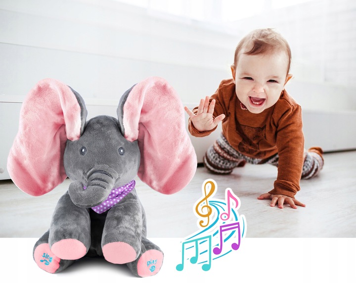 Słoń Pluszak Peek-A-Boo Zabawa W Chowanego Dla Dzieci Interaktywna Prezent