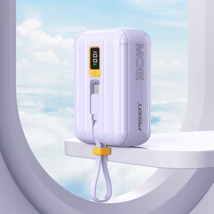 ŁADOWARKA POWER BANK 10000 mAh 30W 3A PRZENOŚNA LIGHTNING / USB-C 2x KABEL