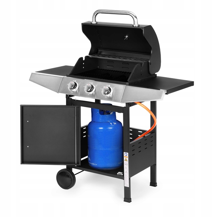 Grill gazowy ogrodowy 10.2 kW duży ruszt 3 palniki termometr reduktor Multi
