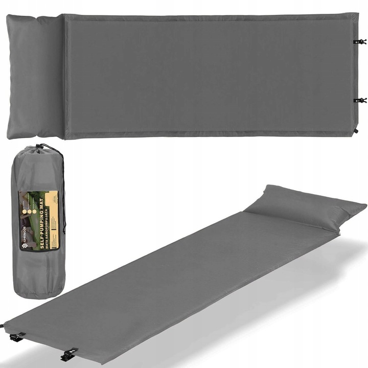 MATA SAMOPOMPUJĄCA KARIMATA TURYSTYCZNA Z PODUSZKĄ 186 cm DMUCHANA GRUBA