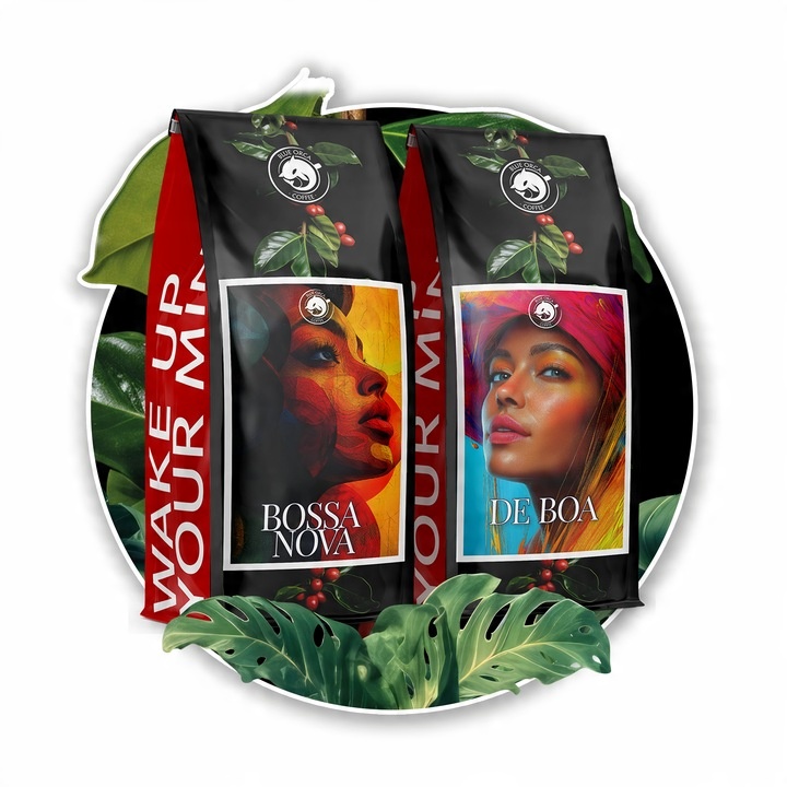 Kawa ziarnista 1kg x2 -Bossa Nova+De Boa 100% Arabica ŚWIEŻO PALONA +GRATIS
