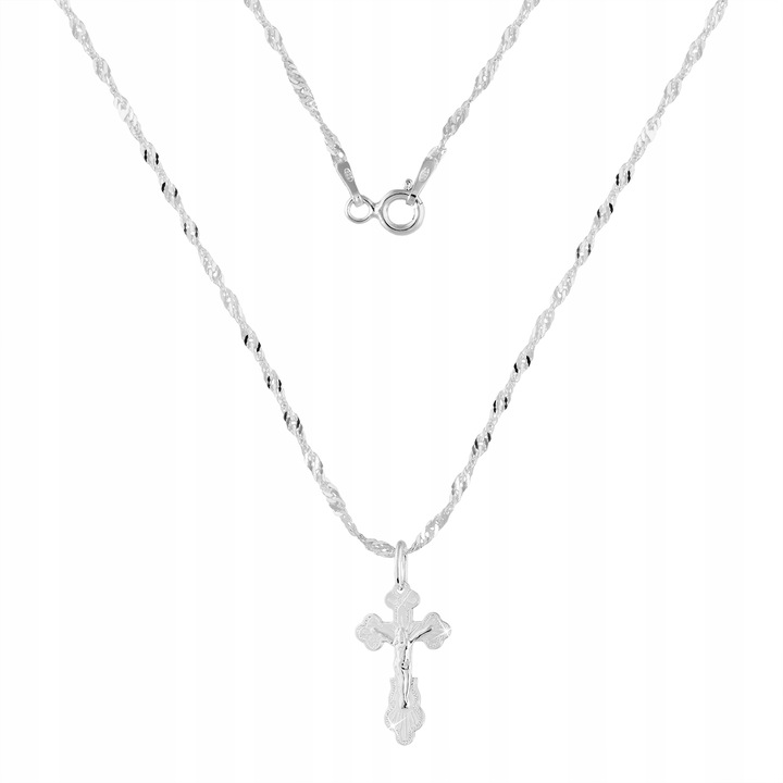 SREBRNY ŁAŃCUSZEK NASZYJNIK KRZYŻ KOMUNIA CHRZEST SREBRO 925