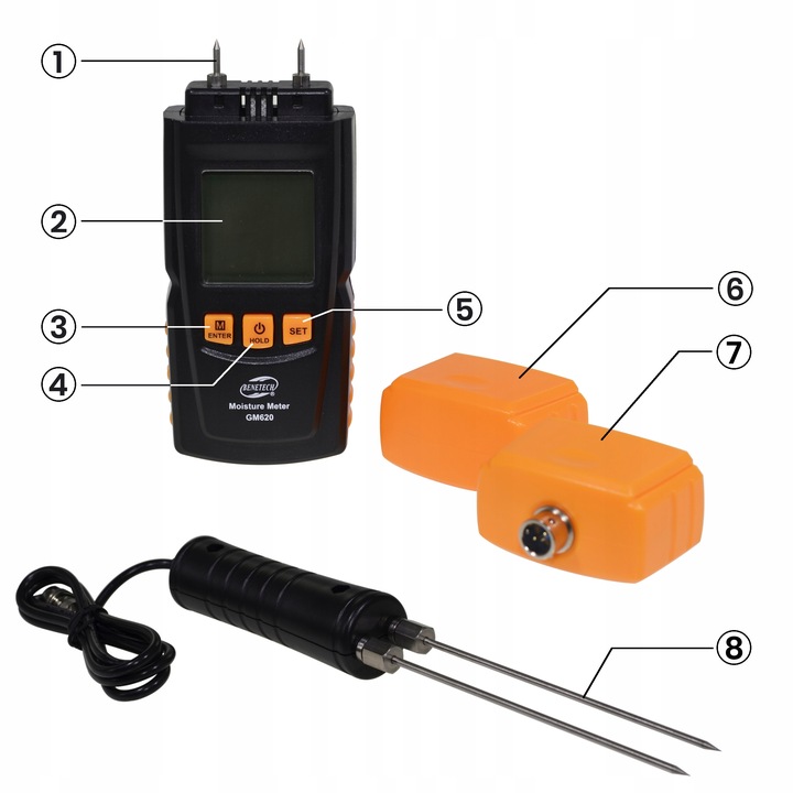 Wilgotnościomierz Miernik Wilgotności do Drewna + Sonda 147cm, Dokładny