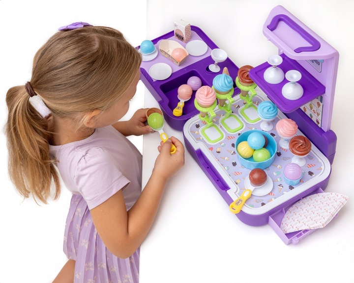 LODZIARNIA CUKIERNIA Zestaw w walizce 3w1 lody sklep kuchnia budka z lodami