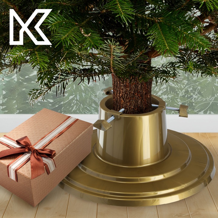 STOJAK POD CHOINKĘ CHOINKOWY PODSTAWKA DRZEWKO 2m POJEMNIK NA WODĘ 1L ZŁOTY