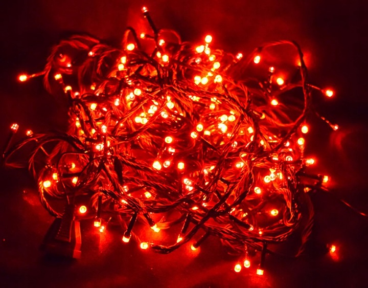 Lampki Choinkowe Led Wewnętrzne Zewnętrzne Wodoodporne Czerwone 300 LED
