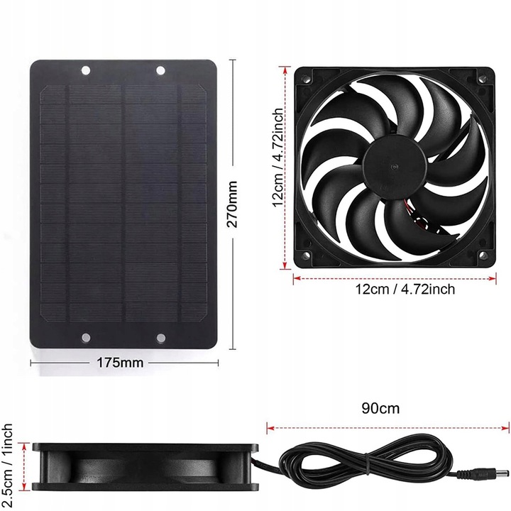 ZEWNĘTRZNY PANEL SOLARNY WENTYLATOR 10W PODWÓJNY WYDECH DO SZKLARNI KURNIKA