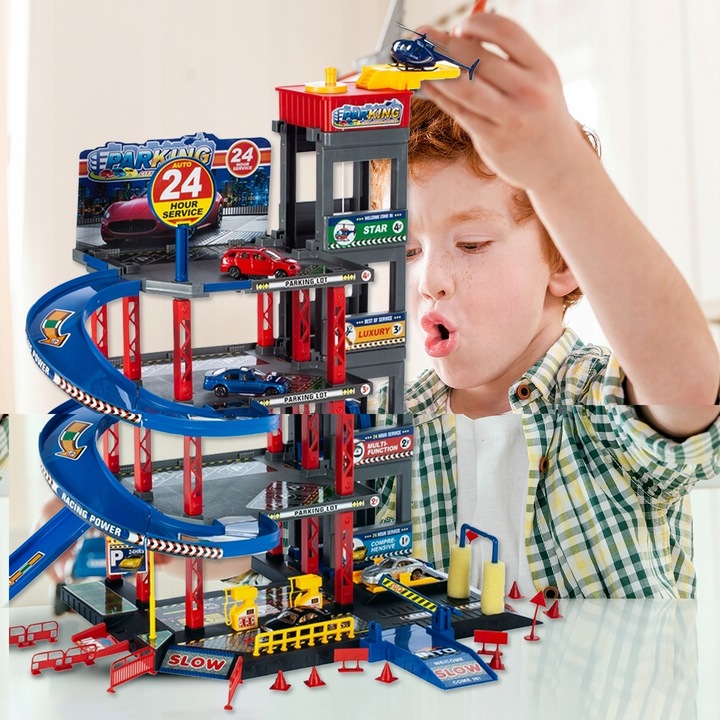 PARKING SAMOCHODOWY GARAŻ ZABAWKA DUŻY WIELOPOZIOMOWY WINDA STACJA MYJNIA