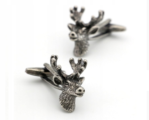 Spinki do mankietów koszuli JELEŃ LAS Prezent dla myśliwego leśnika natura