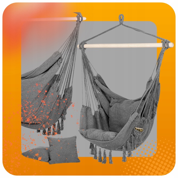 Fotel Brazylijski + Mocowanie Sufitowe Hamak Huśtawka Wiszący Ogrodowa 120k