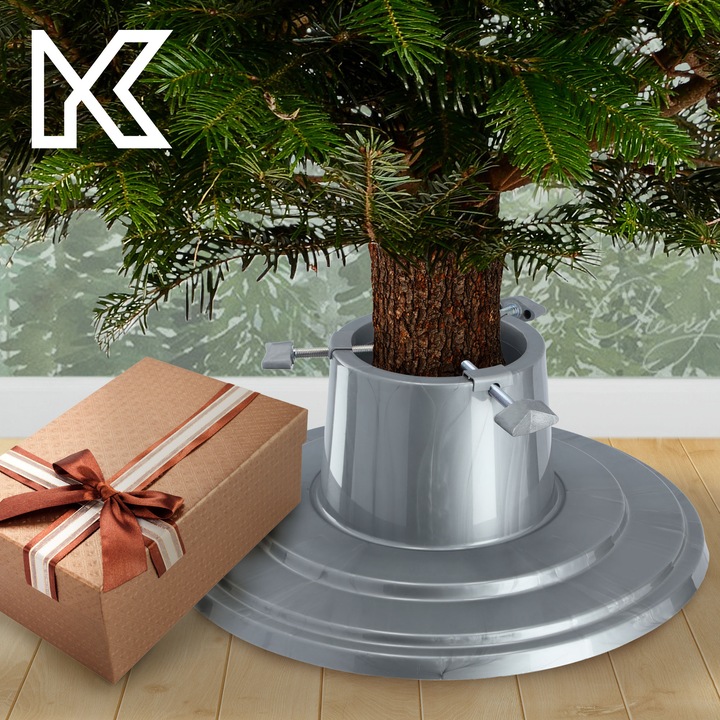 STOJAK POD CHOINKĘ CHOINKOWY PODSTAWKA DRZEWKO POJEMNIK NA WODĘ 1L SREBRNY