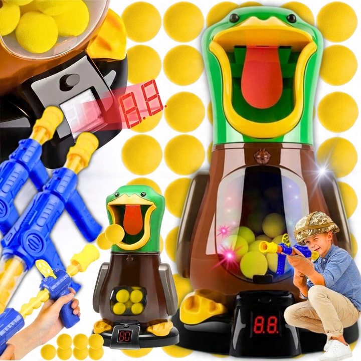 GRA GŁODNA KACZKA XXL STRZELANIE DO CELU DLA DZIECI 2 PISTELETY 24 KULKI