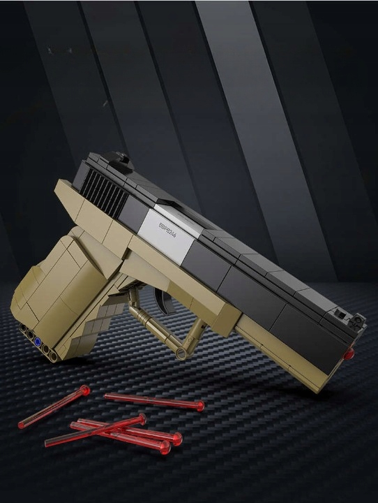 KLOCKI CADA BROŃ GLOCK 17 MECHANICZNY PISTOLET 338 ELEMENTÓW + 5 NABOI
