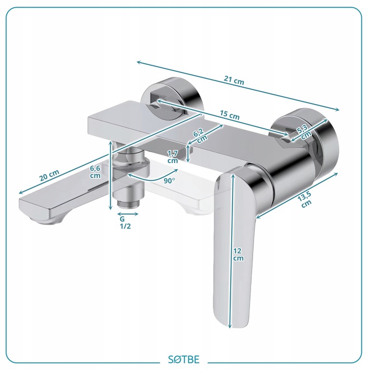 Bateria wannowa ścienna z ruchomą wylewką Kran do wanny z prysznicem SOTBE