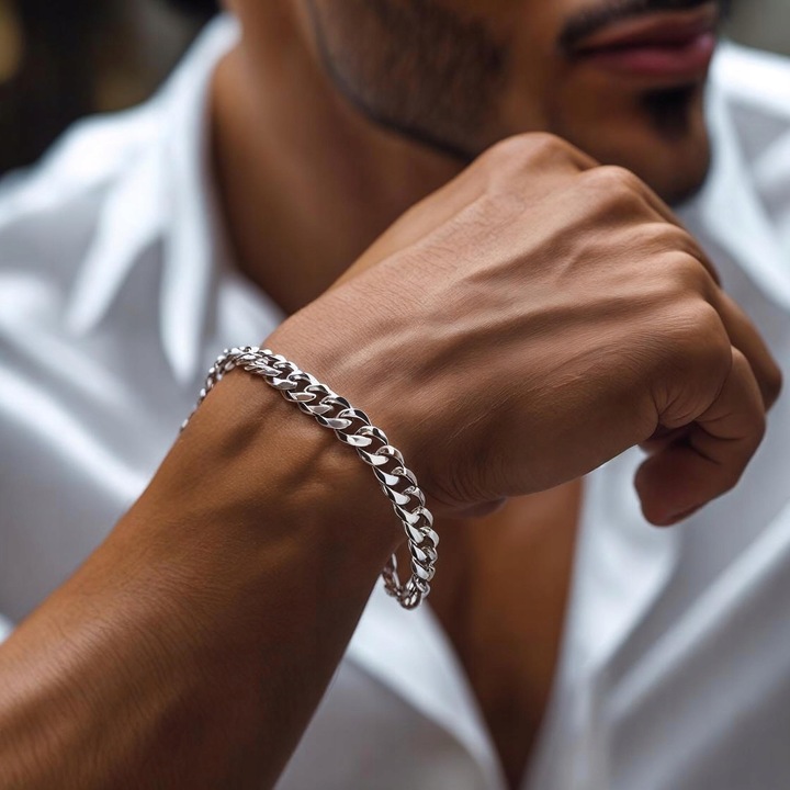 Srebrna Bransoleta Męska Pancerka 5mm/20cm Diamentowana SREBRO 925 PEŁNA