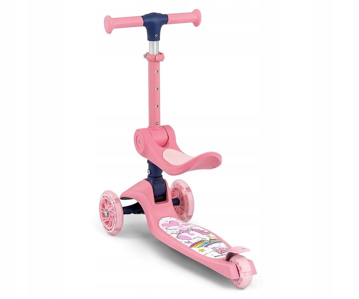 Hulajnoga trójkołowa dla dzieci koła LED Scooter Milly Mally Fuzzy Pink