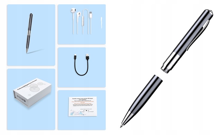 DŁUGOPIS MINI DYKTAFON SZPIEGOWSKI PENDRIVE 15H HQ Do Podsłuchu Detekcja