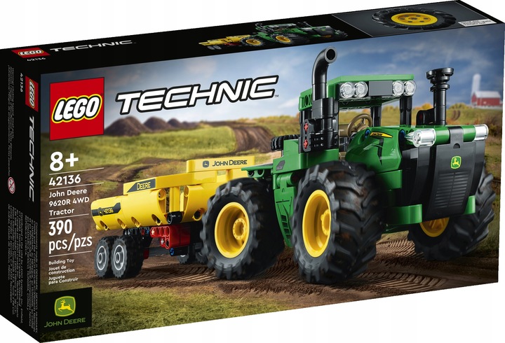 LEGO TECHNIC 42136 TRAKTOR JOHN DEERE 9620R 4WD ZESTAW KLOCKÓW 390 EL 8+