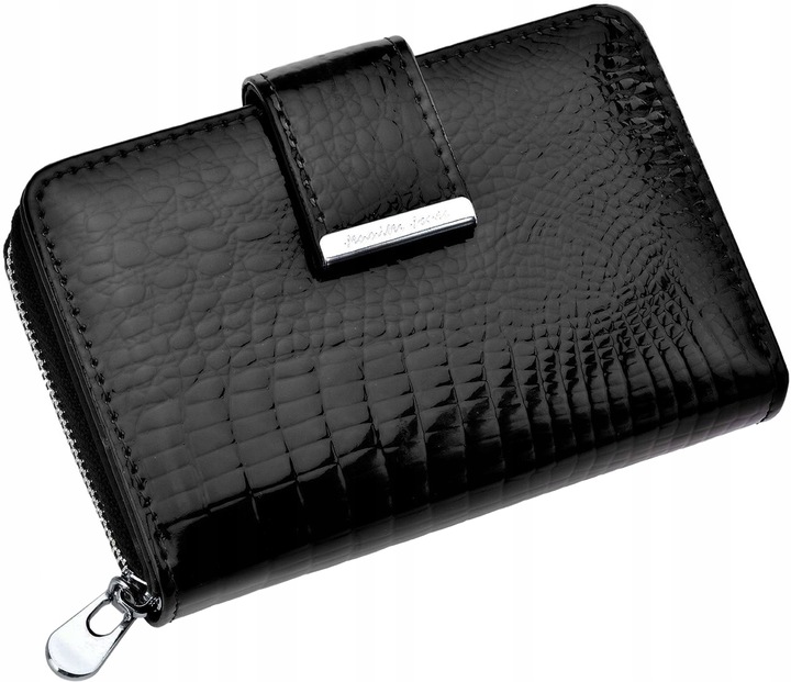 Lakierowany PORTFEL Damski SKÓRZANY Pojemny Portmonetka SKÓRA Pakowny