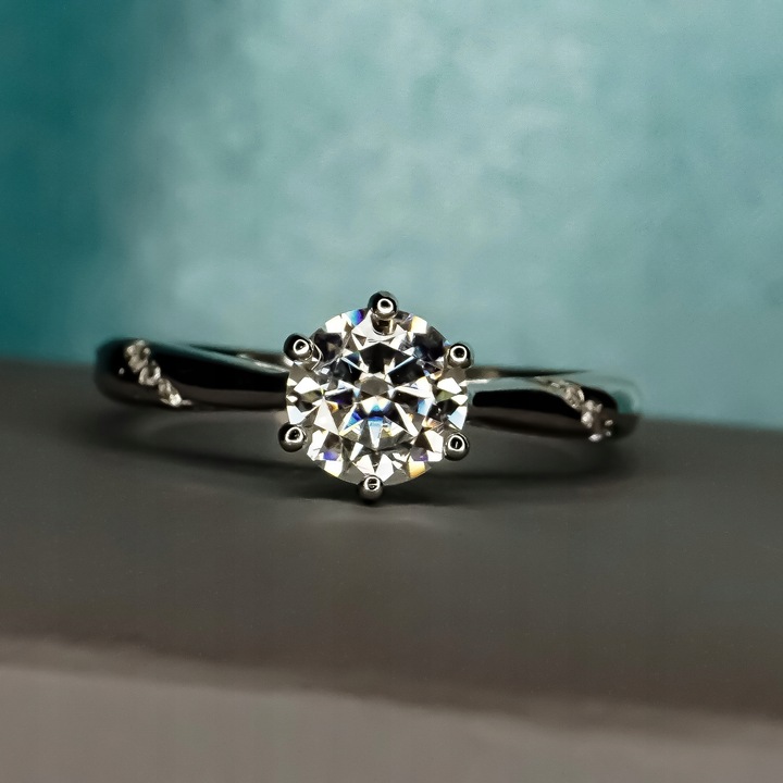 Pierścionek Moissanit 6,5 mm 1 karat srebro 925 rozmiar 22 PL