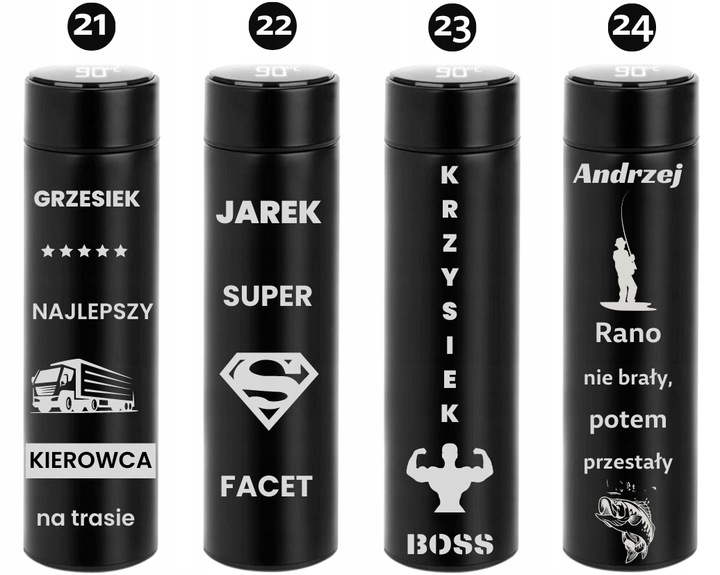 KUBEK TERMICZNY Termos LED GRAWER DO HERBATY KAWY Prezent Na URODZINY LOGO