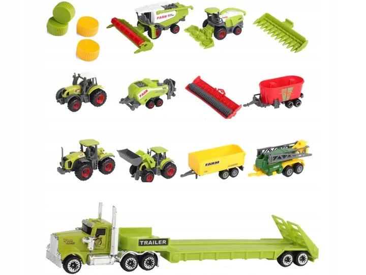 ZESTAW Traktorów TIR FARMA dla Dzieci Kombajn Zwierzęta Pojazdy Rolnicze