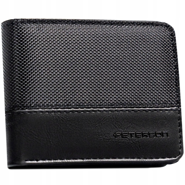 Portfel Peterson męski mały na suwak slim z ochroną kart RFID kompaktowy