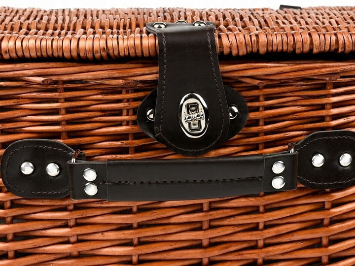 KOSZ PIKNIKOWY WIKLINOWY TALERZE SZTUĆCE 4 OSOBY